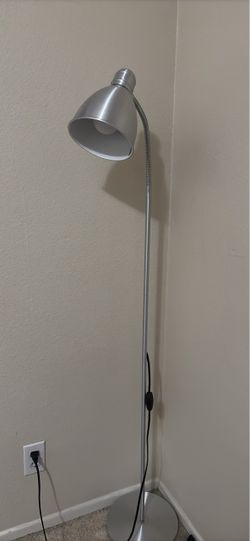 Silver Metal Floor Lamp with Gooseneck