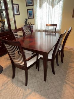Dark Wood Dining Table with 6 Chairs
