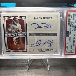 Jalen Hurts/Lincoln Riley Autograph Football Card