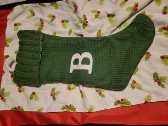 Green Knit Christmas Stocking Letter B