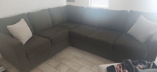 Large Green Fabric Sectional Sofa