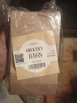  Brown Paper Bags - 8 lb Disposable Paper Lunch Bags - Pack of 100