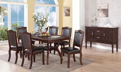 Brand New Dark Cherry 7pc Formal Dining Table Set