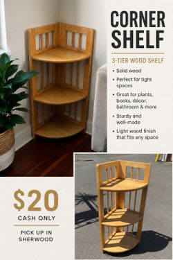 Solid Wood 3-Tier Corner Shelf
