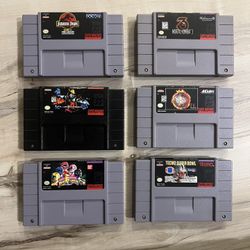 SUPER NINTENDO SNES -KILLER INSTINCT  -JURASSIC PARK 2 -MORTAL KOMBAT 3 -NBA JAM TE -MIGHTY MORPHING POWER RANGERS -TECMO SUPER BOWL ALL CLEAN ALL ORI