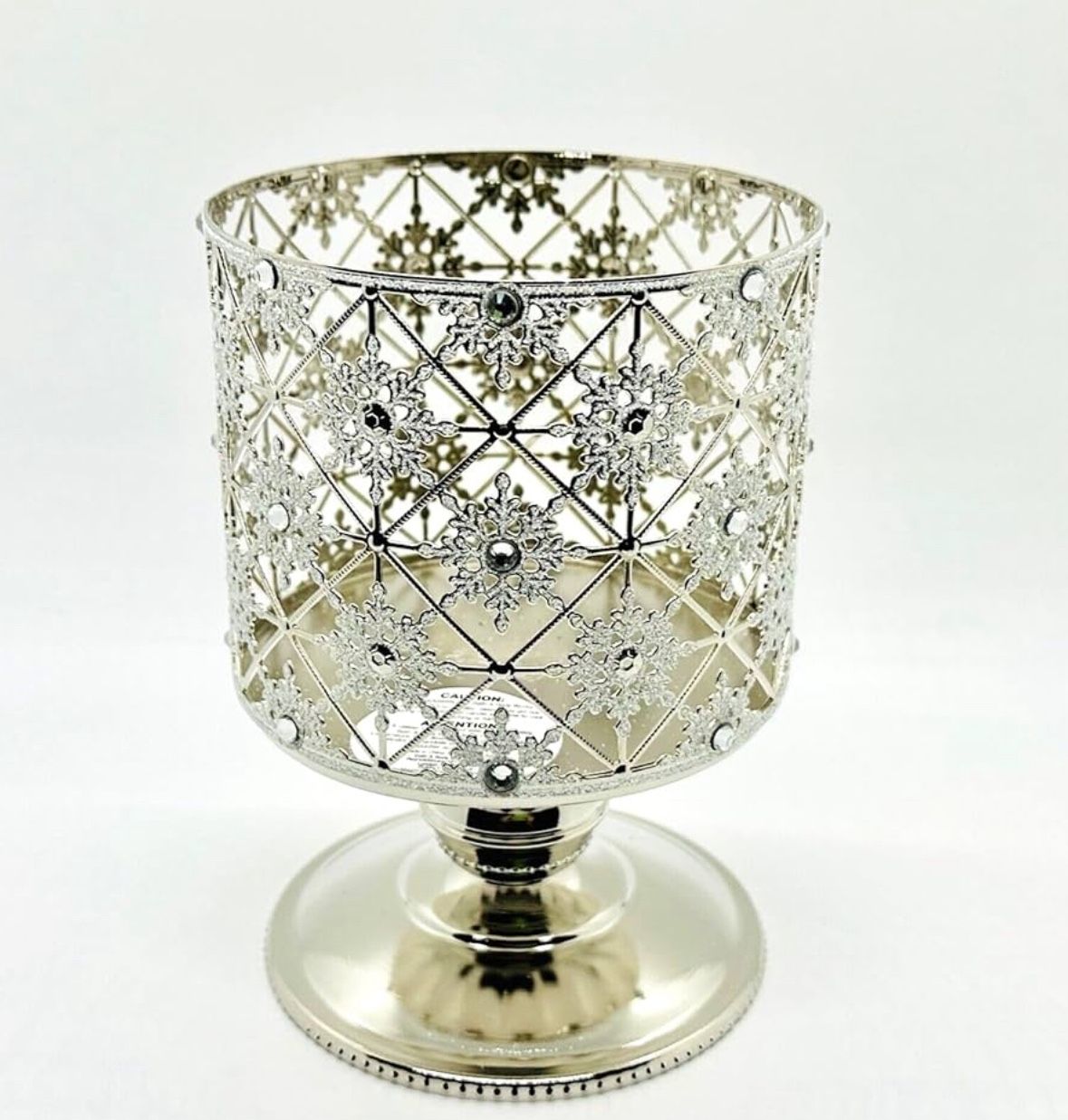 Bath & Body Works Geo Snowflake Pedestal 3-wick Candle Holder Sleeve