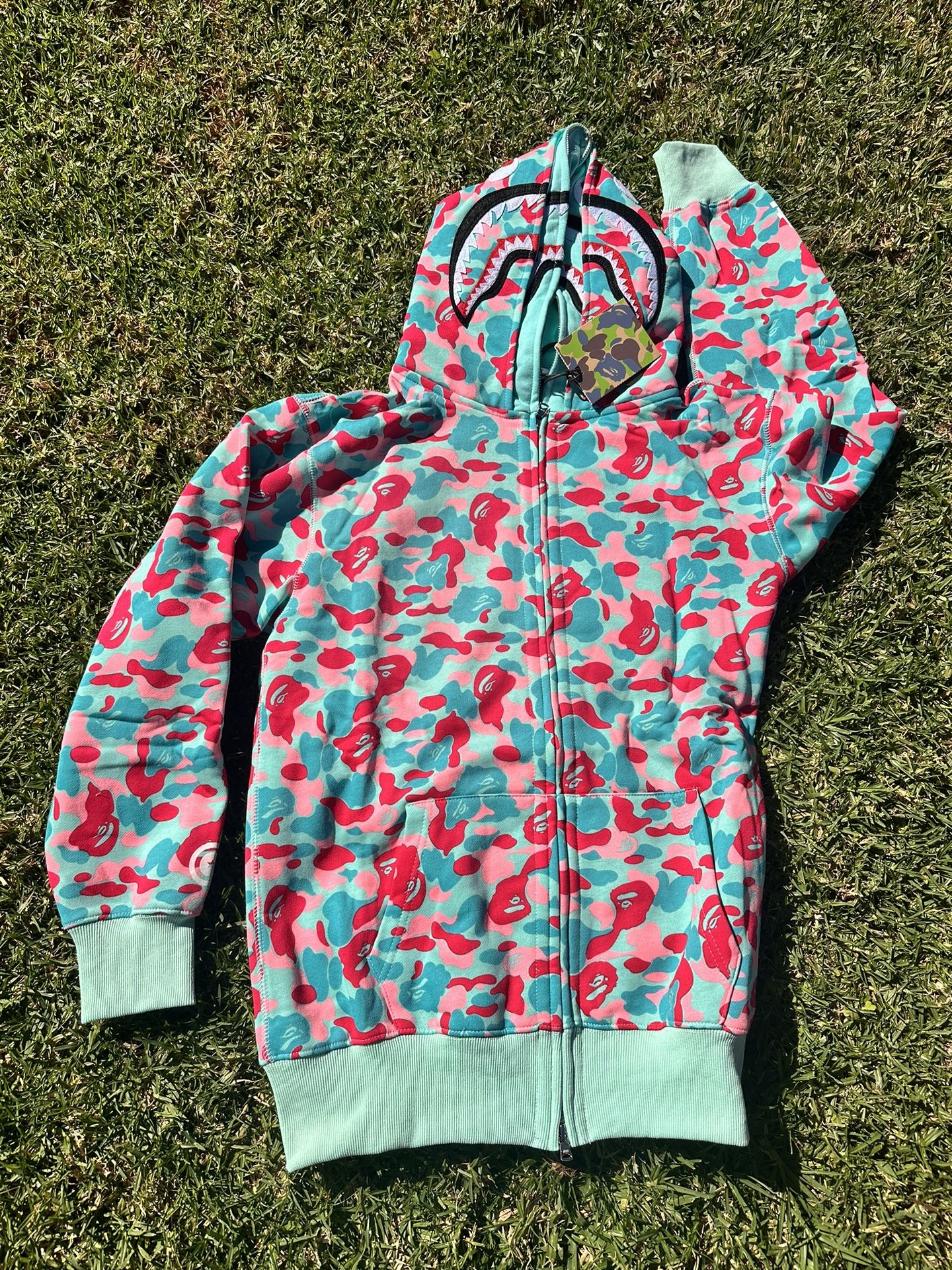  Bape Shark Hoodie Cyan