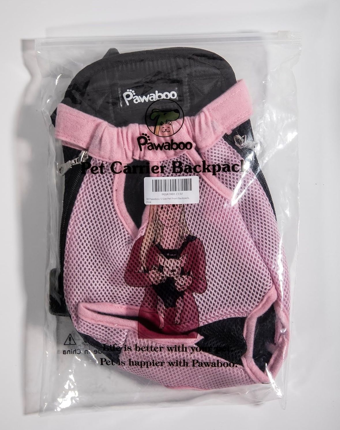 Pawaboo Pet Carrier Backpack, Adjustable Pet Front Cat Dog Carrier Backpack Travel Bag