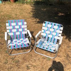Vintage Retro Metal Outdoor Webbed Chairs