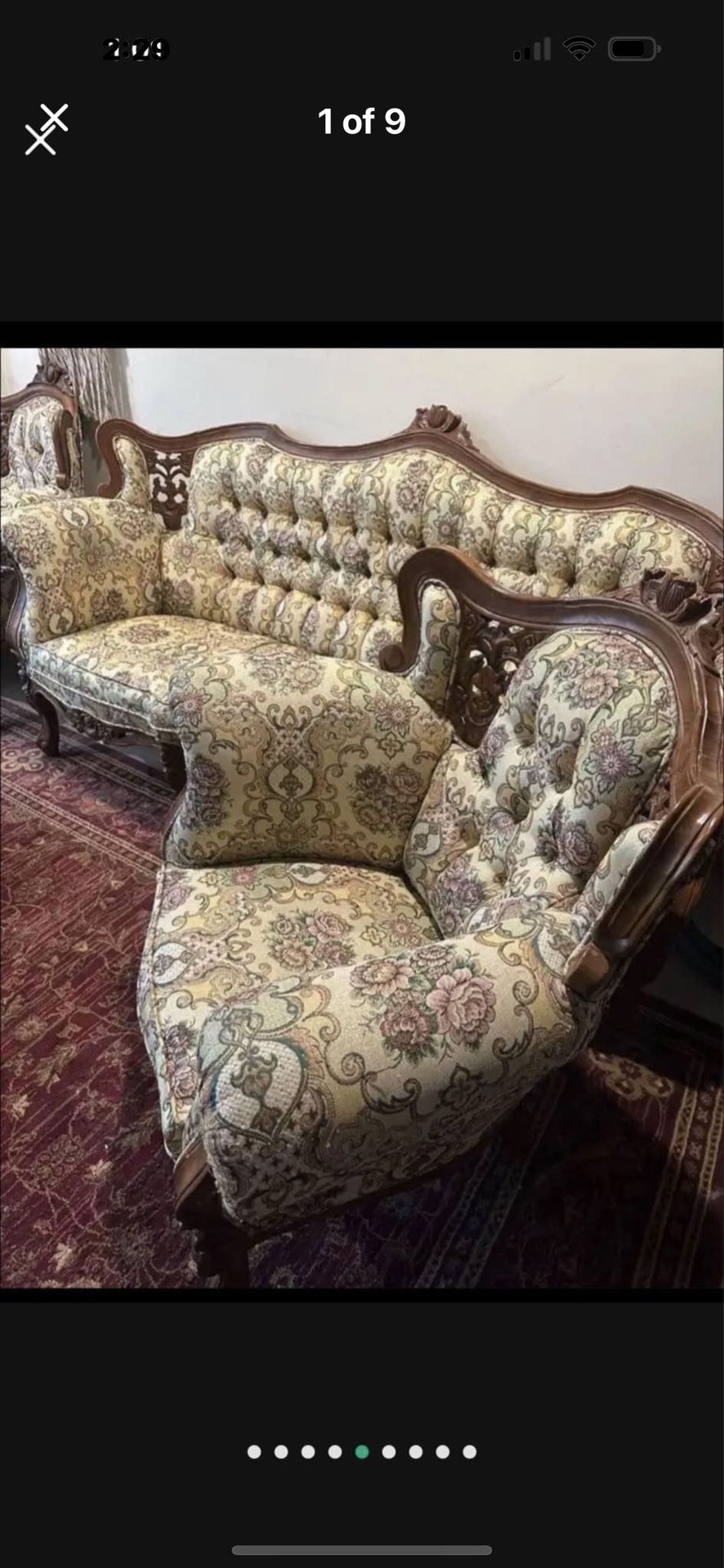 OBO Antique Vintage Royal upholstered Sofa Couch living room Set