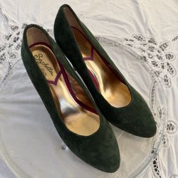New Seychelles Women's Magic Words Pump Suede Leather Hunter Green Size 8 Retro