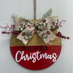 Handmade Merry Christmas door/wall hanger, front door greetings, 12" holiday sign NEW