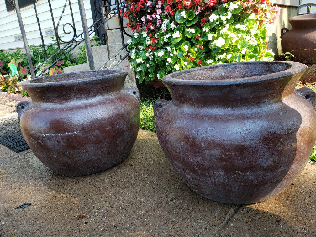 Large clay flower pots