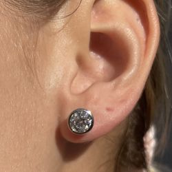 2 CTW Moissanite Diamond Bezel Earrings In White Gold 