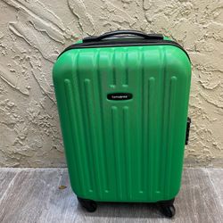 Samsonite green carry-on hard suitcase with four wheels - See My Other Items 😎