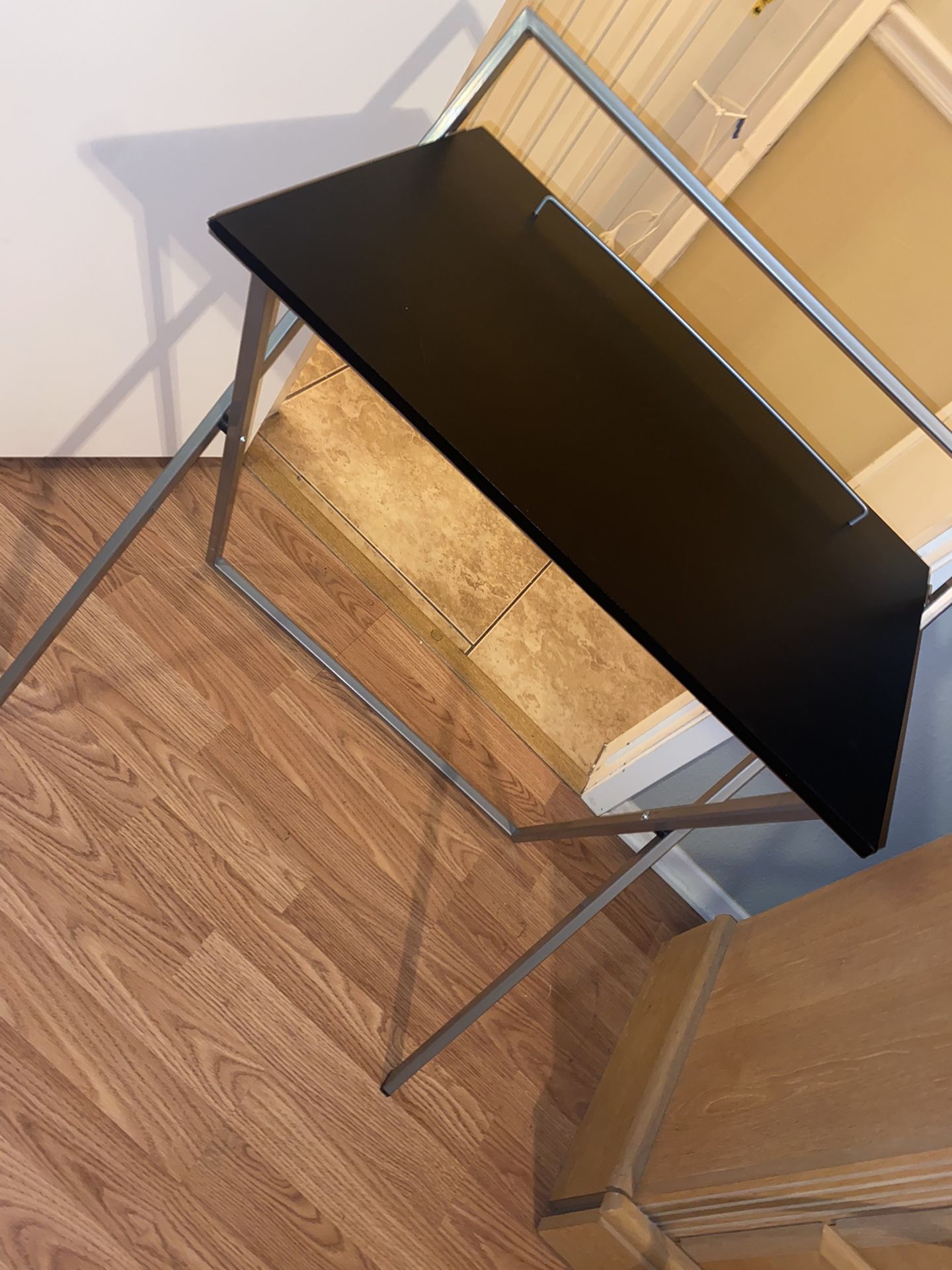 Mainstays Metal And Wood Folding Table-Black/Silver