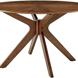 Modway Crossroads 47" Round Wood Dining Table, Walnut