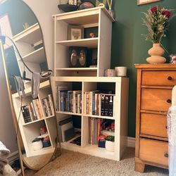 White Cube Bookshelf + Small 3-Tier Shelf
