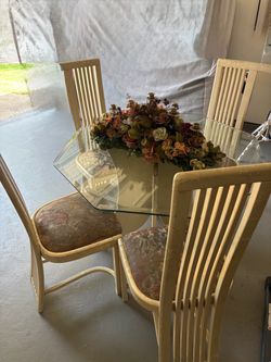 Glass Top Dining Table with 4 Chairs