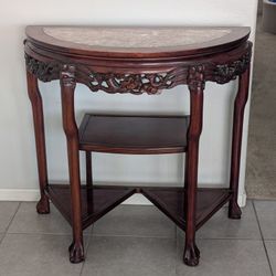 Vintage Half Moon Marble Top Table
