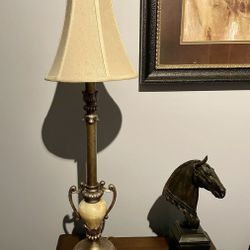 Vintage Table Lamp with Marble Accent & Shade