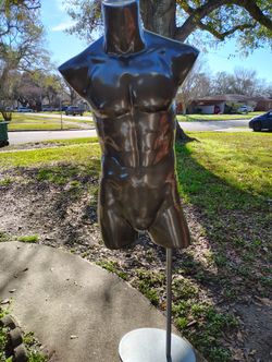 Plastic Male 3/4 Mannequin Torso Black : With Stand