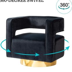 Black Velvet Swivel Chair 