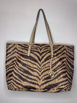 MICHAEL KORS MK SIG TIGER ZEBRA TOTE BAG