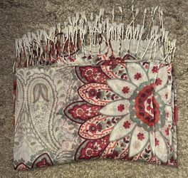 Multicolor Floral Women’s Lightweight Sheer Fringed Shawl Scarf Wrap 26” x 80”