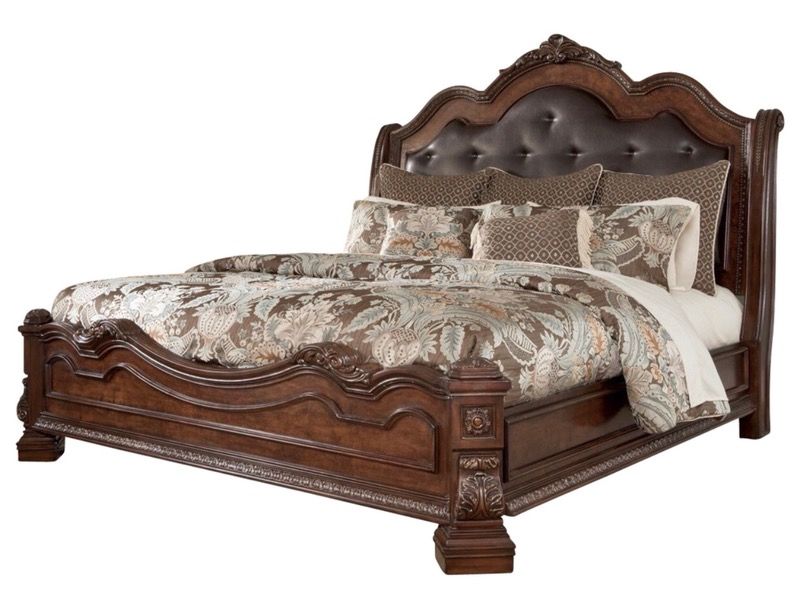 FOR SALE...BRAND NEW.... Ledelle California King Sleigh Headboard Bed with Upholstered Faux Leather in Brown...