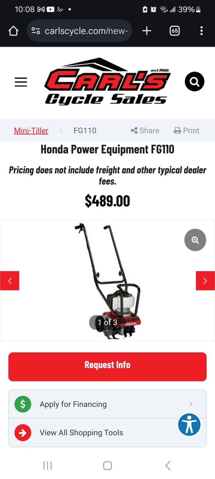 Honda Roto Tiller FG110