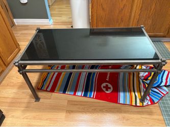 Glass and metal table