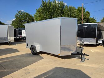 2027 New 6x12 SA Screwless Enclosed Trailer | Spoiler Package | Barn Doors | .08 Polycor | Dexter Axles | 1241 (SILVER)