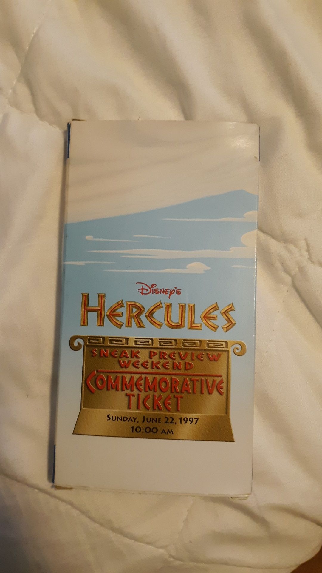 Exclusive limited-edition Disney’s Hercules sneak preview weekend commemorative ticket with collector pin Sunday, June 22, 1997 @ 10:00 AM