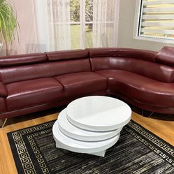 Red Leather Gel Sectional