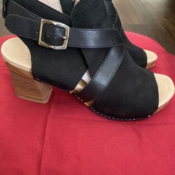 DANSKO Shoes Arlene Black Nubuck Platform Sandal Size 7.5