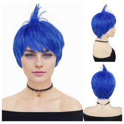 GNIMEGIL Joy Wigs for Women Short Blue Hair Anime Cosplay Wig Joy Costume Synthetic Wig new selling for only $10
