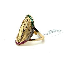 14kt Gold Cubic Zirconia San Judas Colored Ring 5.31grams Size 7 1/2 163188 8