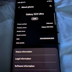 Samsung Galaxy S23 Ultra Black 256 Gigs