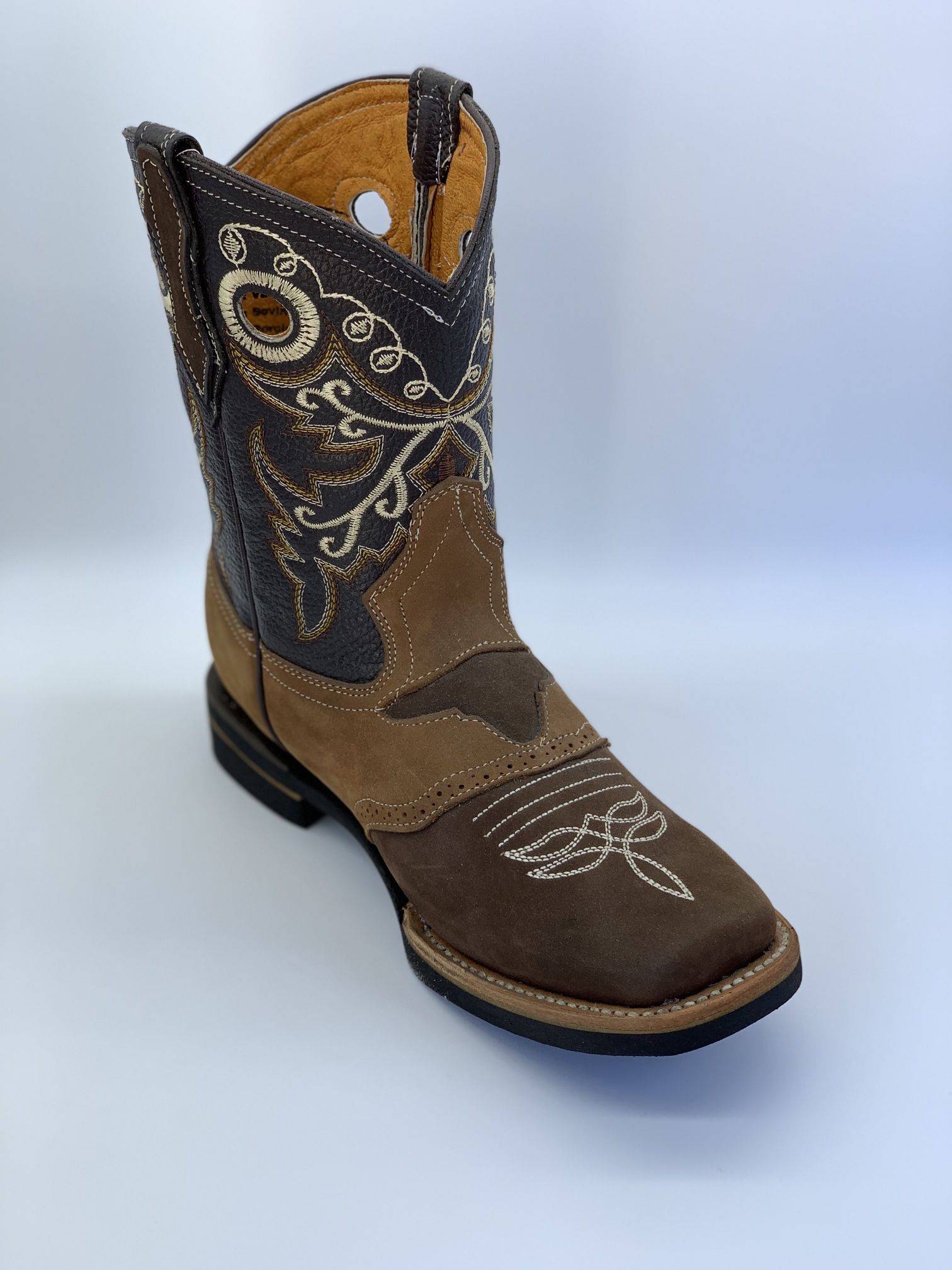 Western Suede Leather Square Toe Boots