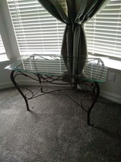 Heavy Bevald Glass Top Table In Excellent Condition