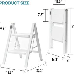 2 Ft Handmade Stepladder White And Yellow