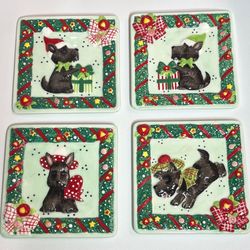 Mary Engelbreit Scottie Christmas Decorative Mini Plates