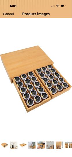 HTB K Cup Holder Compatible Coffee Pod Storage Drawer, Bamboo 2 Drawer K Cup Organizer, 2 Drawer, Removable Divider, Slim Version, Space-Saving, Coffe