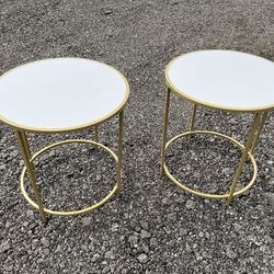 White And Gold Side Tables