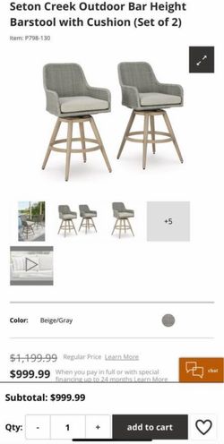 Ashley Seton Creek Nuvella Weather Resistant Fabric Outdoor Patio Furniture Barstool Set of 2