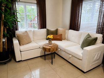White L-Shaped Sleeper Sofa