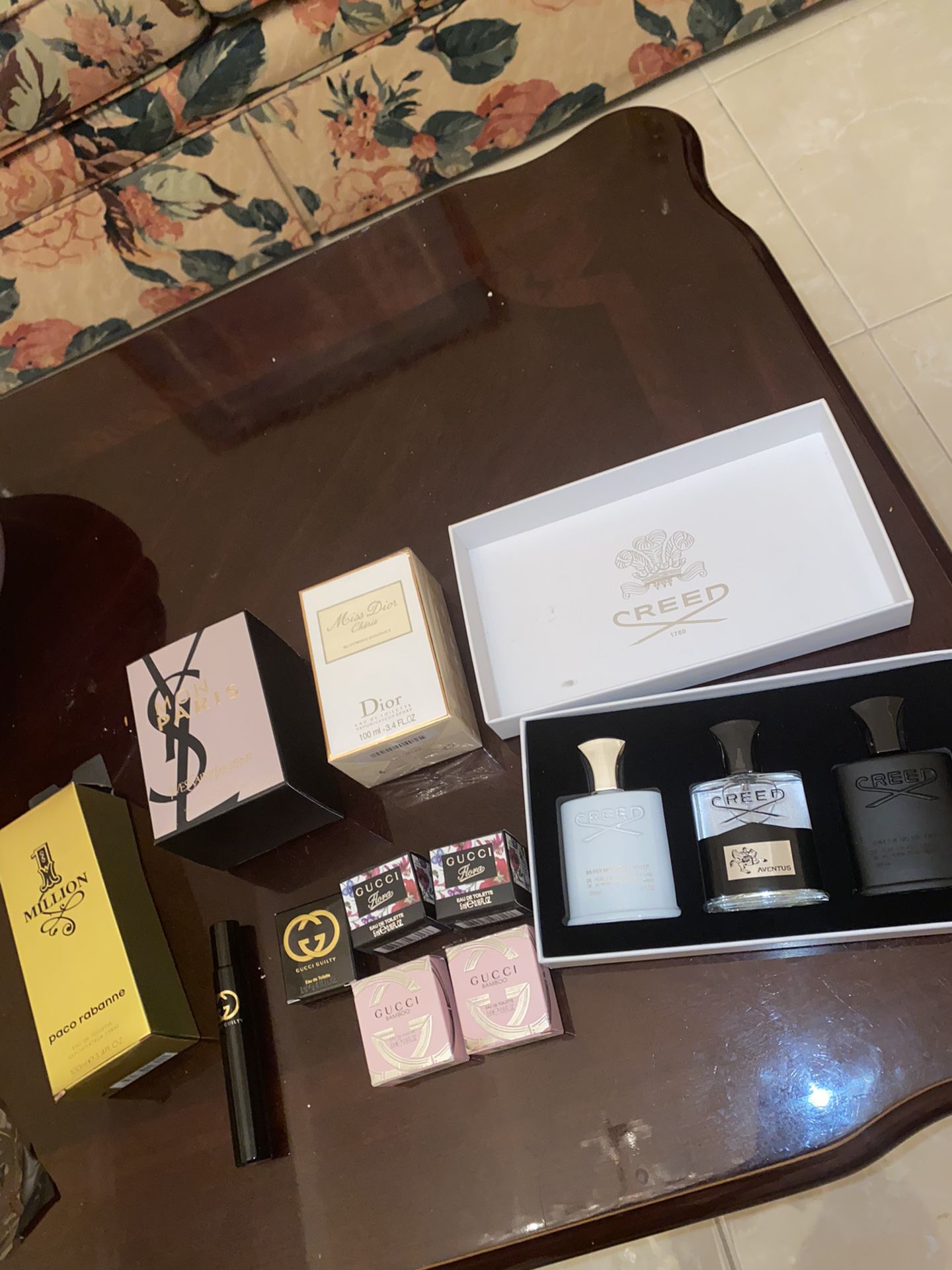 AUTHENTIC DESIGNER COLOGNES AND PERFUMES $65 EACH (Creed Aventus, Miss Dior, YSL, 1 Million, Gucci Guilty/Gucci Bamboo/Gucci Flora)