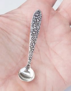 SOLID 925 Sterling silver Mini slat Spoon, Small salt spoon/ Silver Salt spoon