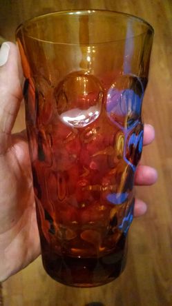 Vintage Amber Tumbler Heavy Glass